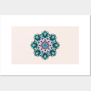 Persian Floral Mosaic Pink Pattern Posters and Art